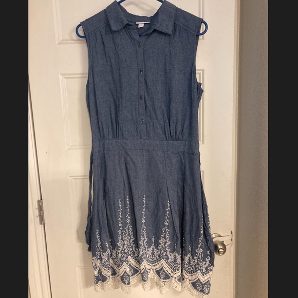 Westport Dresses & Skirts - Westport 1962 Womens Sleeveless Denim Style Lace Appliques Dress Size 14